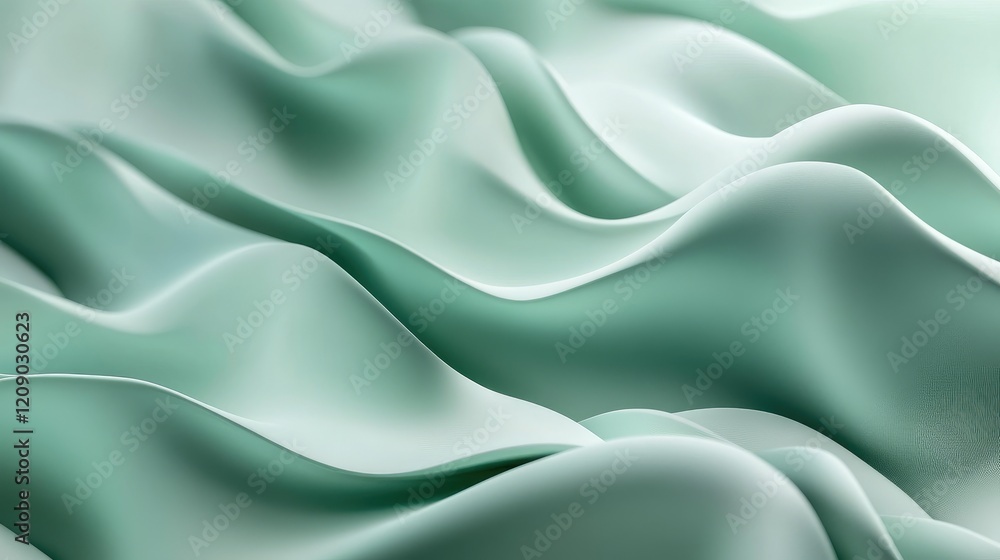 Obraz premium Pastel Green Abstract Fabric Waves Elegant Soft Texture Background for Home Business Scenarios and Creative Projects