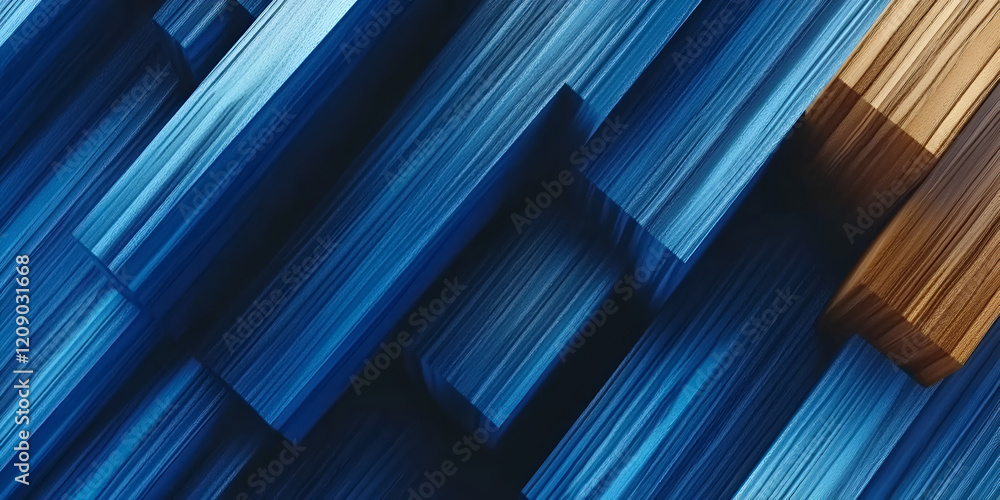 Abstract Blue and Brown Stripes: Dynamic interplay of deep blue and warm brown rectangular stripes creating a sense of movement and depth. Abstract Blue and Brown Stripes: Dynamic interplay of deep blue and warm brown rectangular stripes creating a sense of movement and depth.