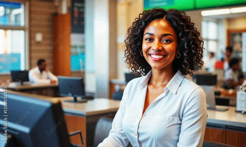 beautiful black woman smiling while in the office beautiful black woman smiling while in the office