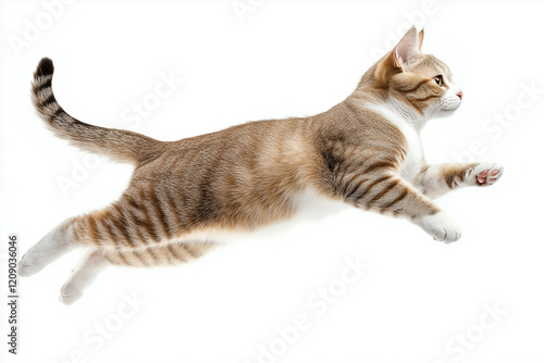 Wallpaper Mural Jumping Striped Cat – PNG Isolated on White Background | Perfect for animal-themed designs, advertisements, and creative projects.
 Torontodigital.ca