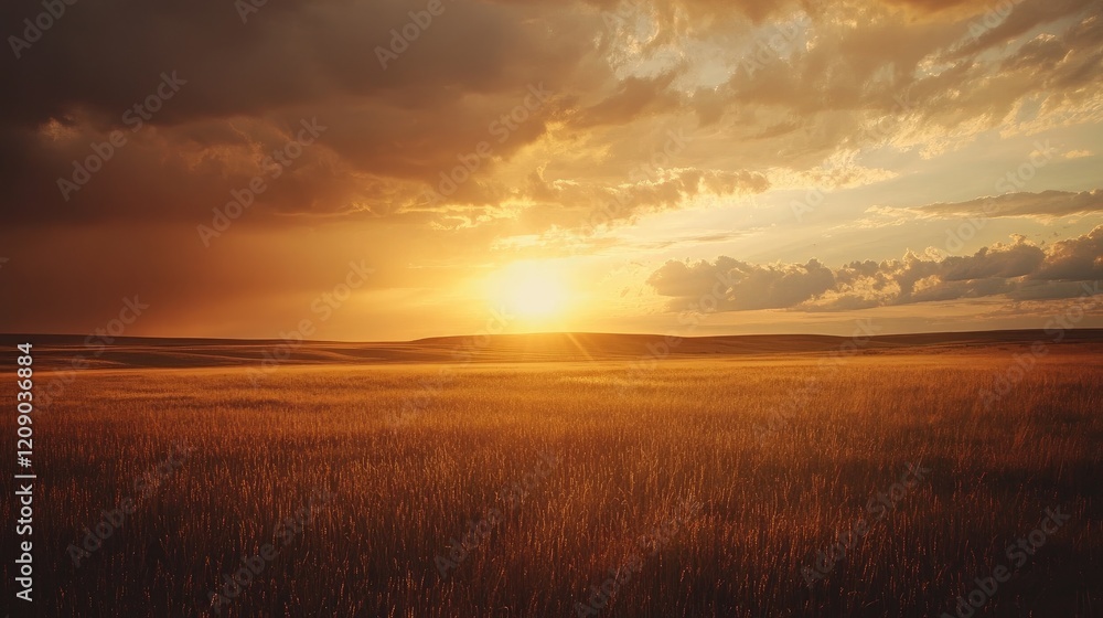 Radio dish in expansive pasture during dramatic sunset with rays of light illuminating serene landscape and distant rolling hills Radio dish in expansive pasture during dramatic sunset with rays of light illuminating serene landscape and distant rolling hills