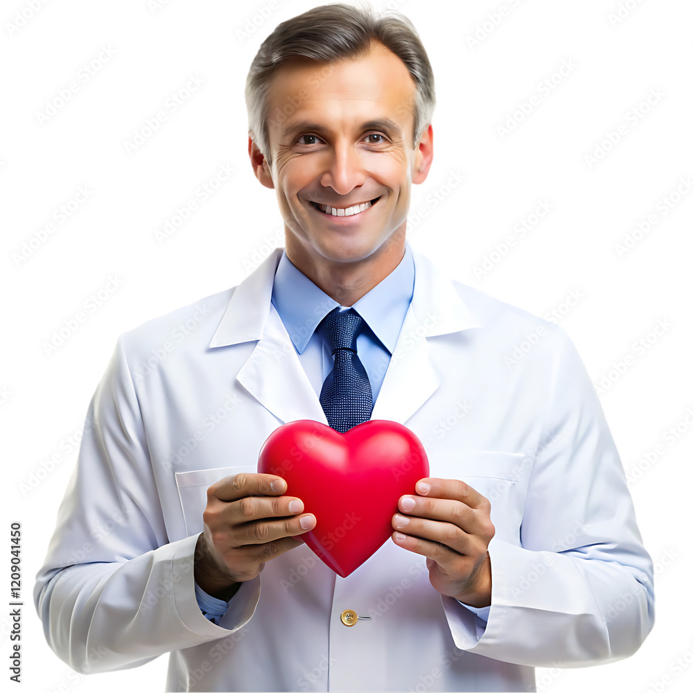 Smiling Doctor Holding Red Heart Healthy Cardiology Care coat happy human white clinic Smiling Doctor Holding Red Heart Healthy Cardiology Care coat happy human white clinic