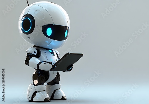Cute Robot Using a Tablet Computer Device