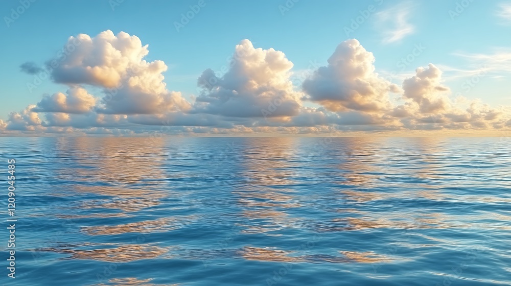 Serene Ocean Reflecting Sunset Cloudscape Serene Ocean Reflecting Sunset Cloudscape