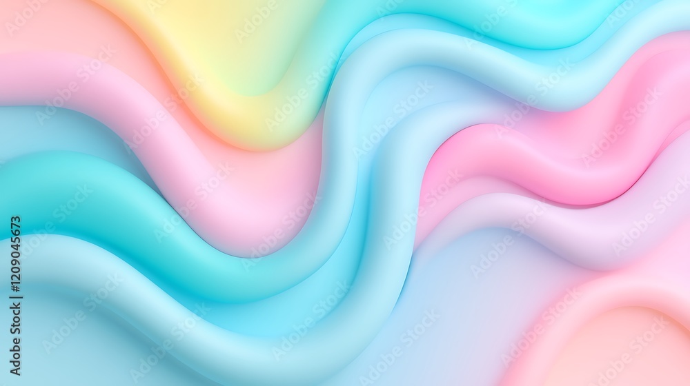 Soft Pastel Waves Flowing Together in a Serene Gradient of Blue, Pink, and Yellow Tones for Artistic Backgrounds Soft Pastel Waves Flowing Together in a Serene Gradient of Blue, Pink, and Yellow Tones for Artistic Backgrounds