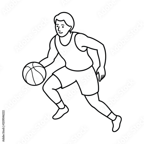  
Basketball player Outline illustration Vector, Basketball Sport Clipart Design
