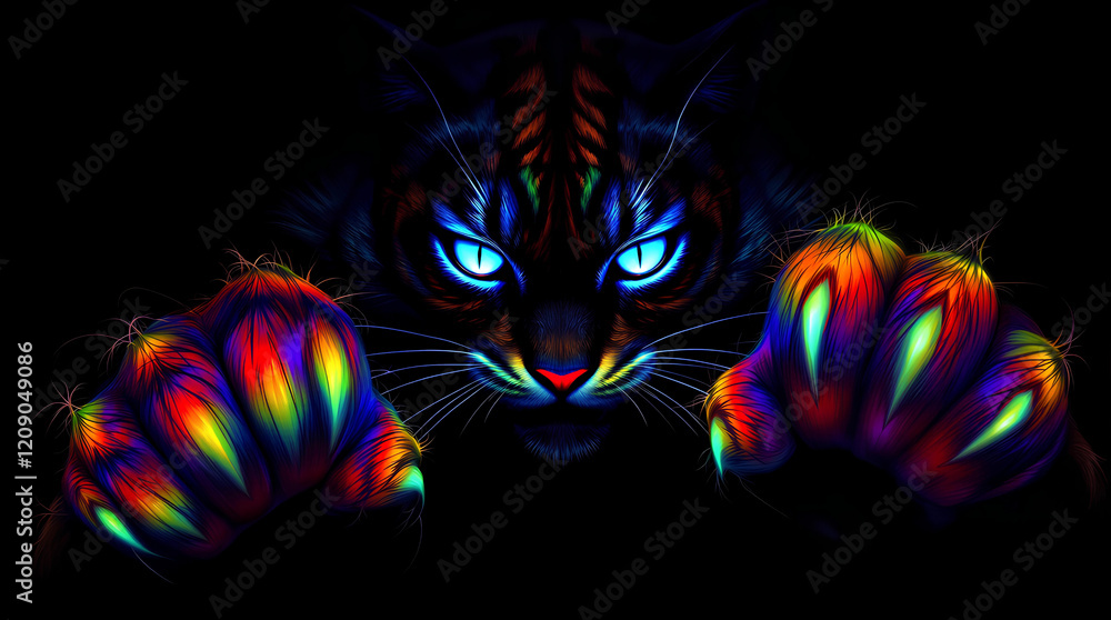 Obraz premium siamese fighting fish,colorful, isolated black background,Front view of Panther on black background,Fantastic painted butterfly,Black Background with animal face