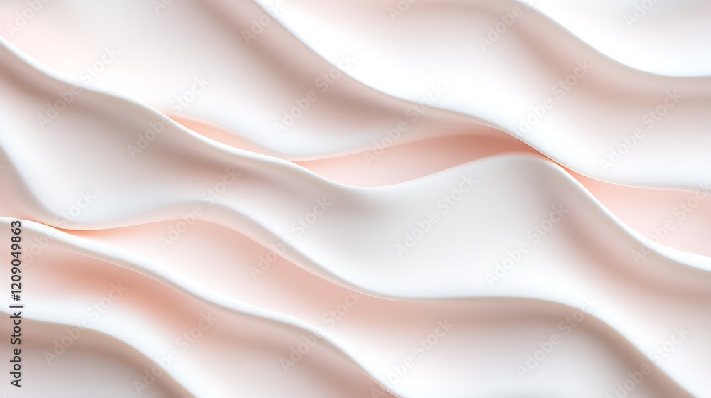 Fototapeta premium Soft Textured Waves of Elegant Fabric in Subtle Shades of White and Pink for Background or Wallpaper Use