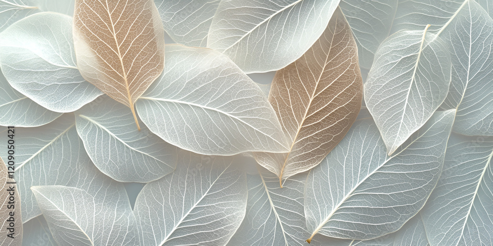 Pressed Leaves Texture: Delicate, translucent leaves in soft beige and white hues create a captivating textural background, perfect for design projects needing a touch of elegance and serenity. Pressed Leaves Texture: Delicate, translucent leaves in soft beige and white hues create a captivating textural background, perfect for design projects needing a touch of elegance and serenity.