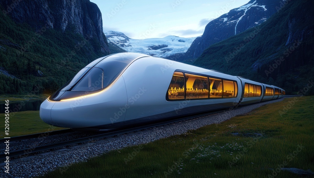 custom made wallpaper toronto digitalFuturistic High-Speed Train Journey Through Majestic Norwegian Fjords