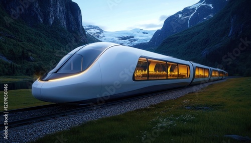 Wallpaper Mural Futuristic High-Speed Train Journey Through Majestic Norwegian Fjords Torontodigital.ca