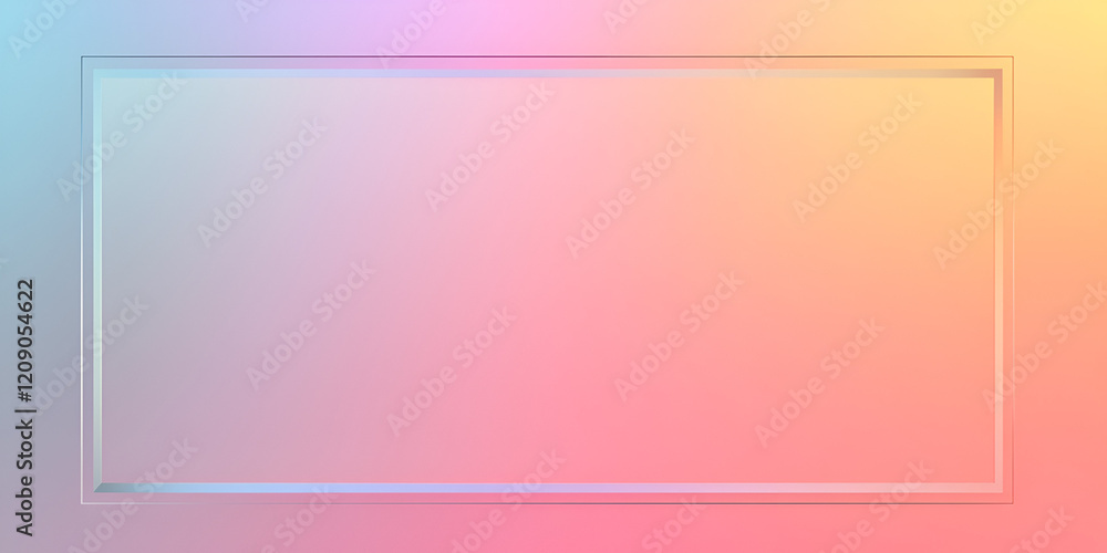 Fototapeta premium Pastel Dream Frame: A soft, dreamy pastel gradient background is framed by a subtle, light gray border, creating a versatile backdrop for design projects or presentations. 