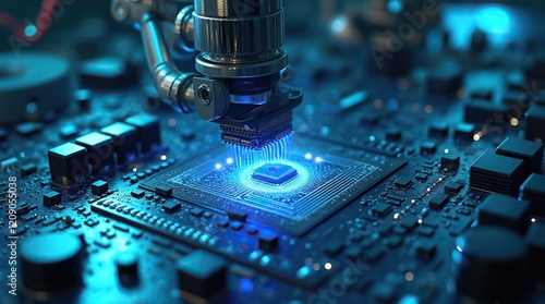 Robot Assembling Microchip on Circuit Board in Advanced Laboratory Setup