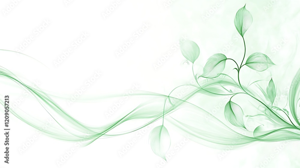 Abstract Green Floral Wave Design Artwork Abstract Green Floral Wave Design Artwork