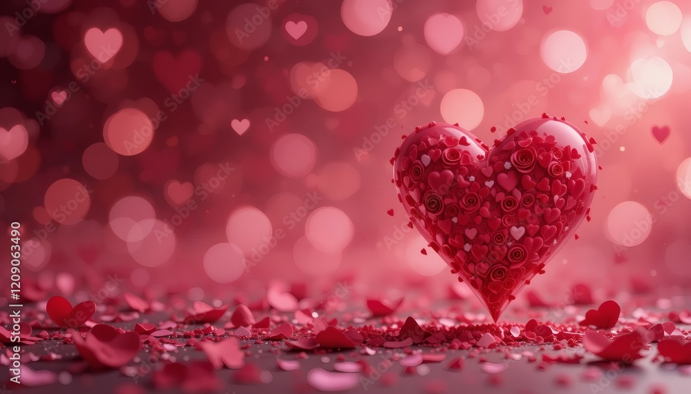 A romantic heart-shaped confetti design with a heart background, perfect for Valentine's Day or a wedding celebration, featuring pink and red hearts, light patterns, and a festive, loving atmosphere A romantic heart-shaped confetti design with a heart background, perfect for Valentine's Day or a wedding celebration, featuring pink and red hearts, light patterns, and a festive, loving atmosphere