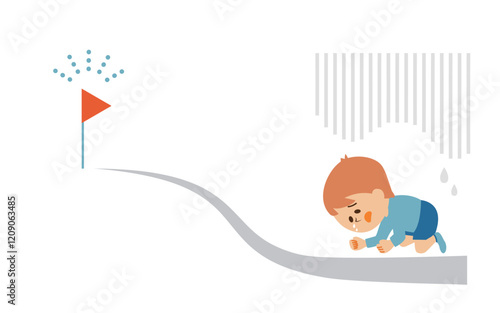 挫折する子供　イメージイラスト
