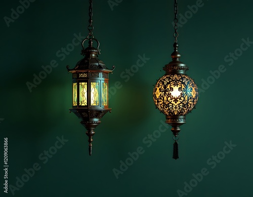 Elegant Hanging Lanterns Ramadan Decor Festive Lighting photo