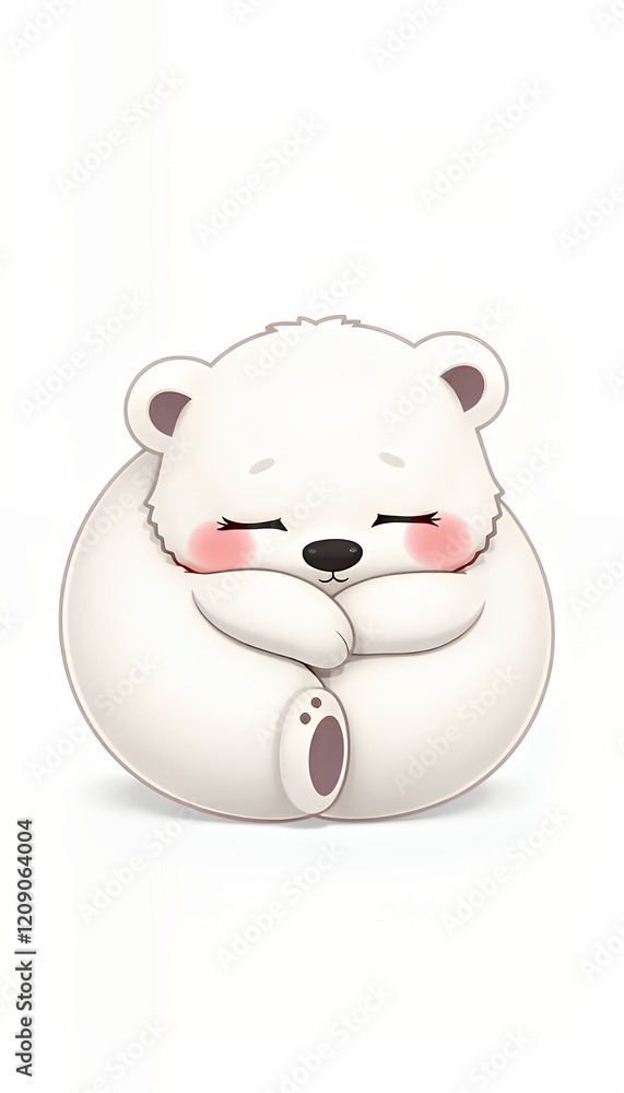 Adorable Sleeping Polar Bear Cub Illustration Adorable Sleeping Polar Bear Cub Illustration