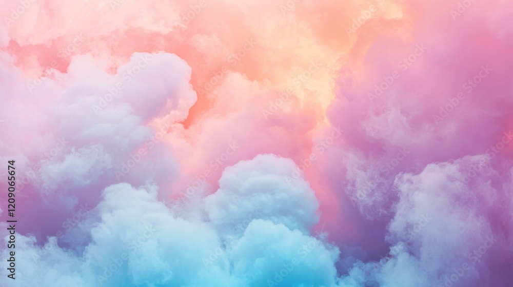 Fototapeta premium Dreamy Pastel Pink Purple and Blue Cloudscape Background Texture