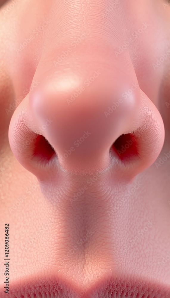 Fototapeta premium Close-up Detailed View of Human Nose Skin Texture High Resolution 3D Render