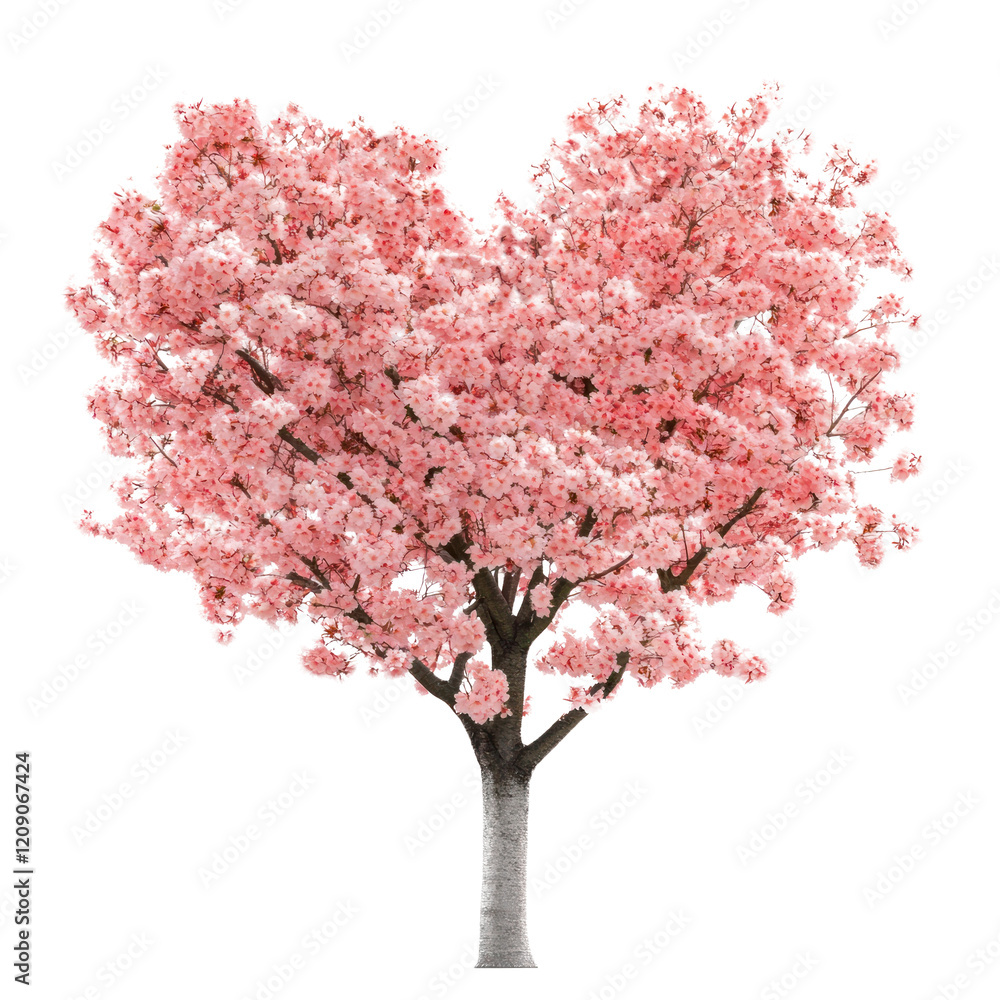 Obraz premium PNG Heart-shaped cherry blossom tree flowers romantic symbolic.