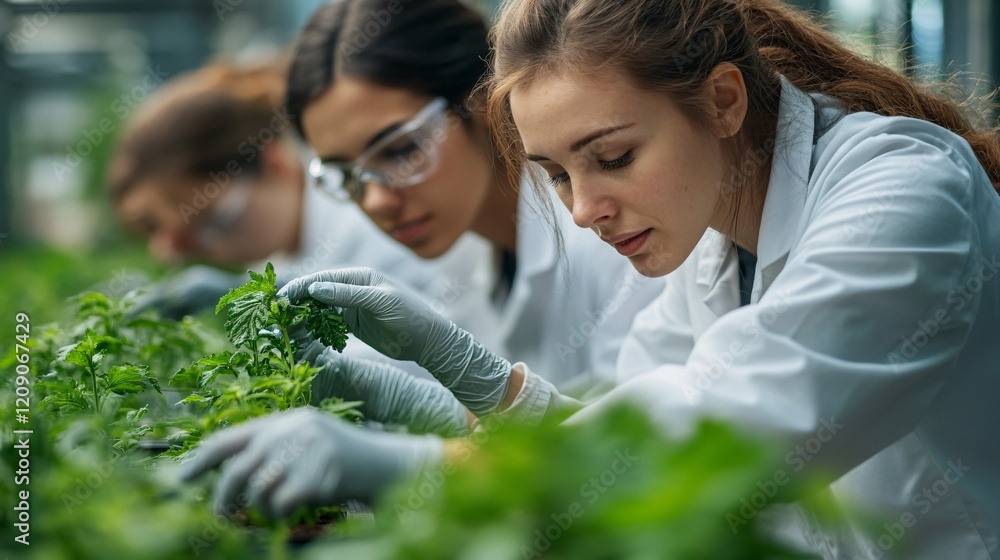 Obraz premium Scientific research on plant growth laboratory educational content indoor environment close-up view