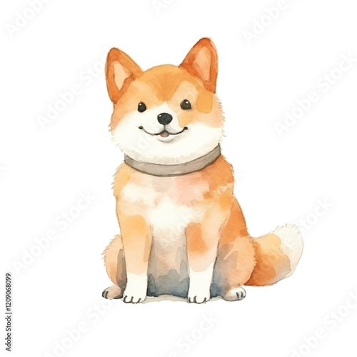 watercolors Cute shiba inu dog isolated illustration