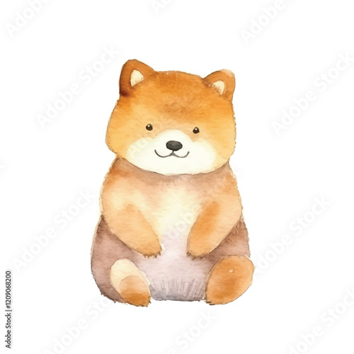 watercolors Cute shiba inu dog isolated illustration