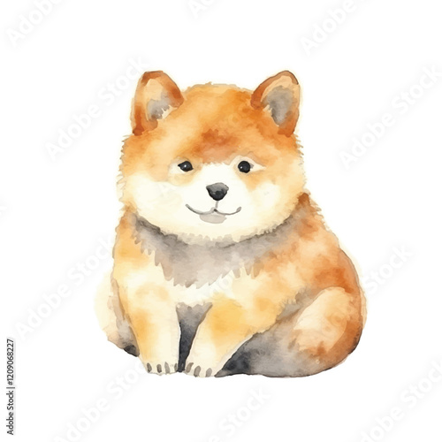 watercolors Cute shiba inu dog isolated illustration