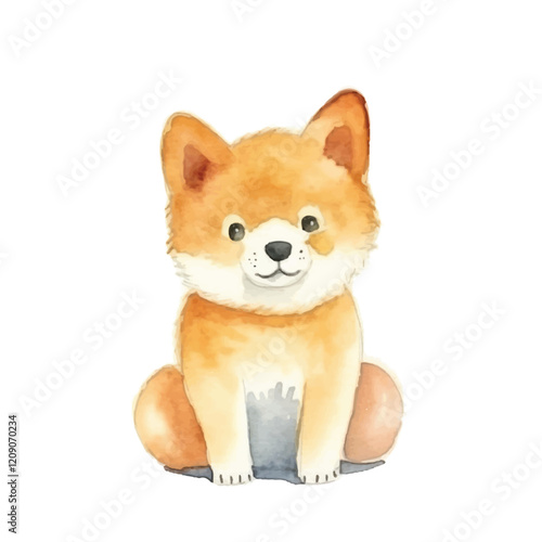 watercolors Cute shiba inu dog isolated illustration