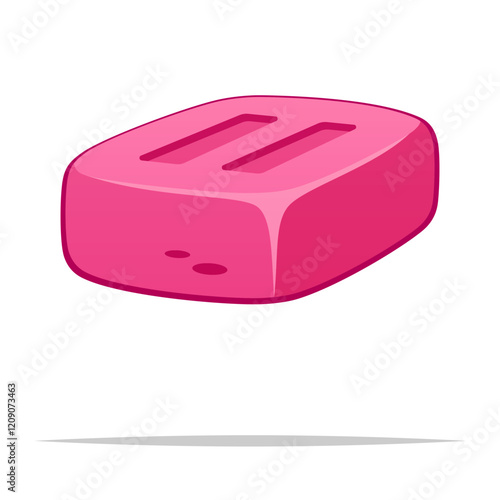 Pink bubble gum block vector isolated illustration