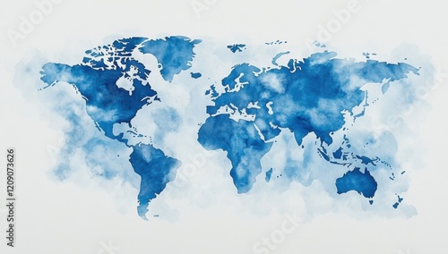 Fototapeta Naklejka Na Ścianę i Meble -  A Watercolor World Map: Global Exploration and Travel Dreams