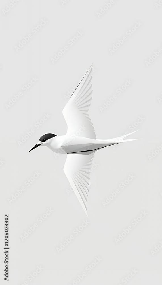 Fototapeta premium Elegant White Bird in Flight Against a Minimalist Background