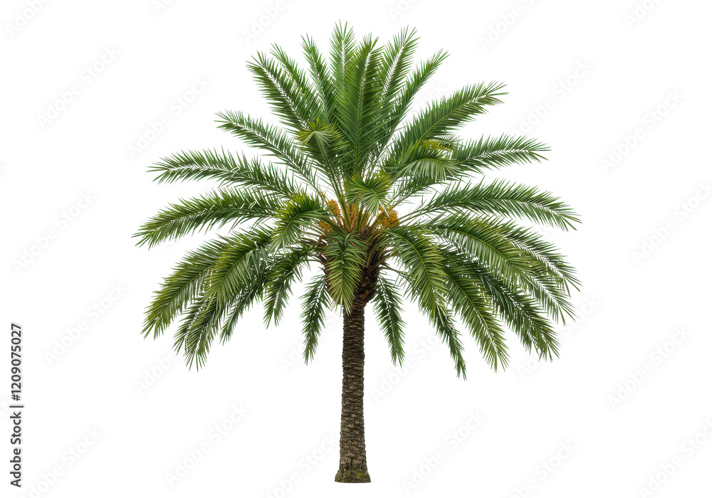 Fototapeta premium Green tropical palm tree isolated on white background
