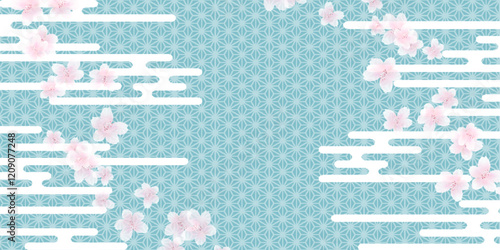 桜　和柄　水彩　背景