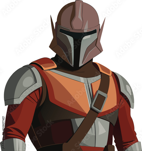 Galactic soldier wearing helmet and armor stands guard