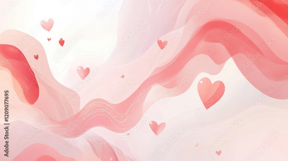 An elegant depiction of Valentines Day geometric art with flowing designs and soft pastel hues for a serene effect An elegant depiction of Valentines Day geometric art with flowing designs and soft pastel hues for a serene effect