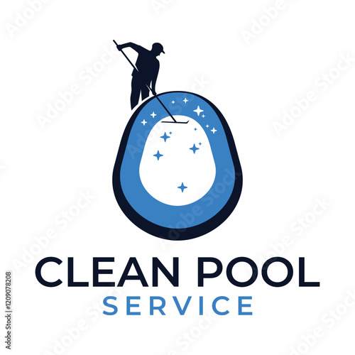 Pool Cleaning logo design vector template