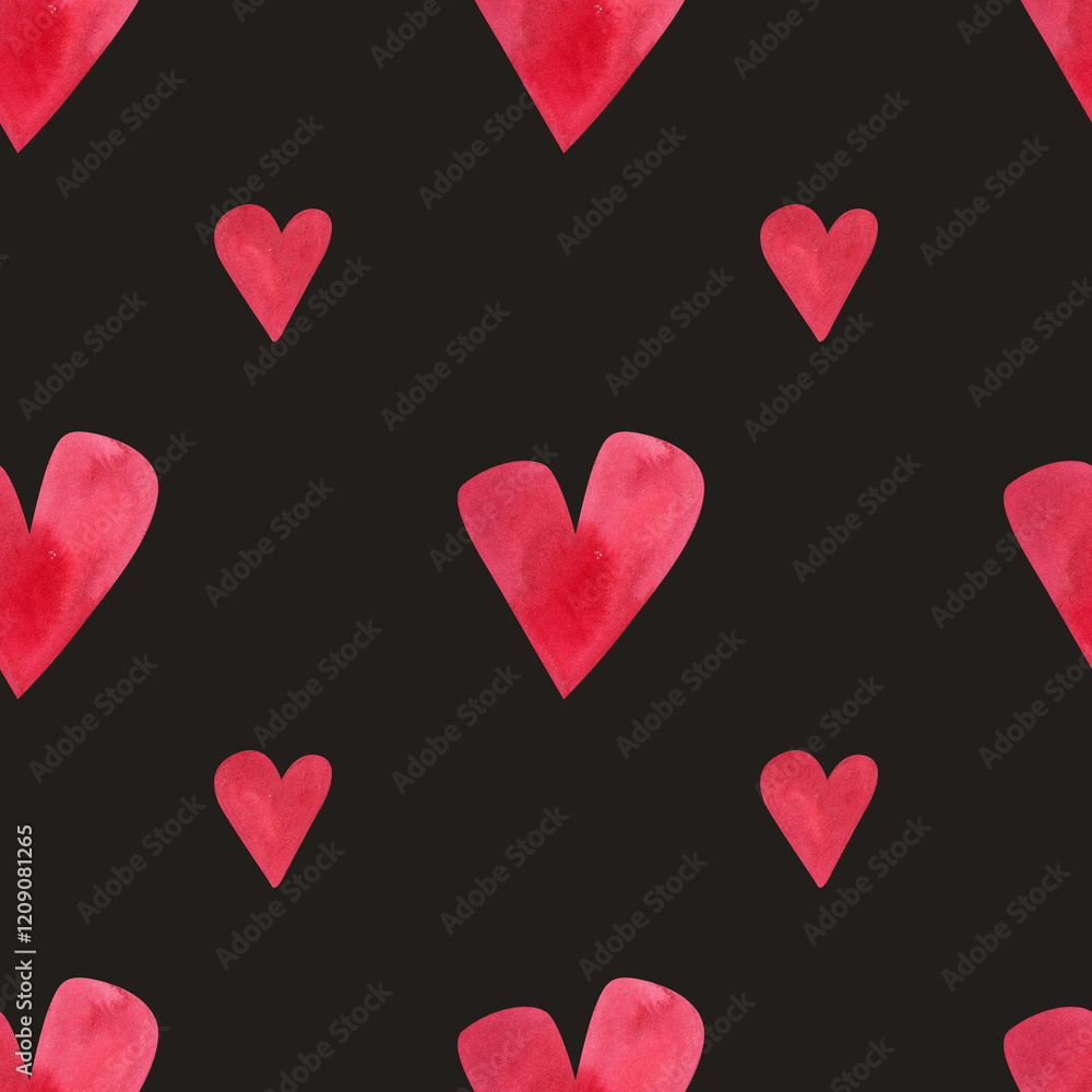 Love, passion, emotions. Seamless pattern of hand-drawn pink watercolor hearts. Sketchy illustration for Valentine's Day for wrapping paper, textiles, boxes, notebooks, notepads. Love, passion, emotions. Seamless pattern of hand-drawn pink watercolor hearts. Sketchy illustration for Valentine's Day for wrapping paper, textiles, boxes, notebooks, notepads.