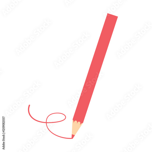 赤鉛筆で赤い線を描く様子のイラスト