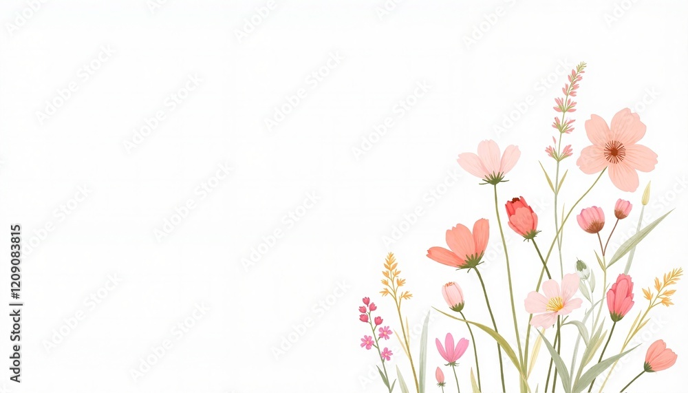 Naklejka premium Beautiful and Delicate Pink Flowers with Soft Petals on a White Background for Elegant Designs