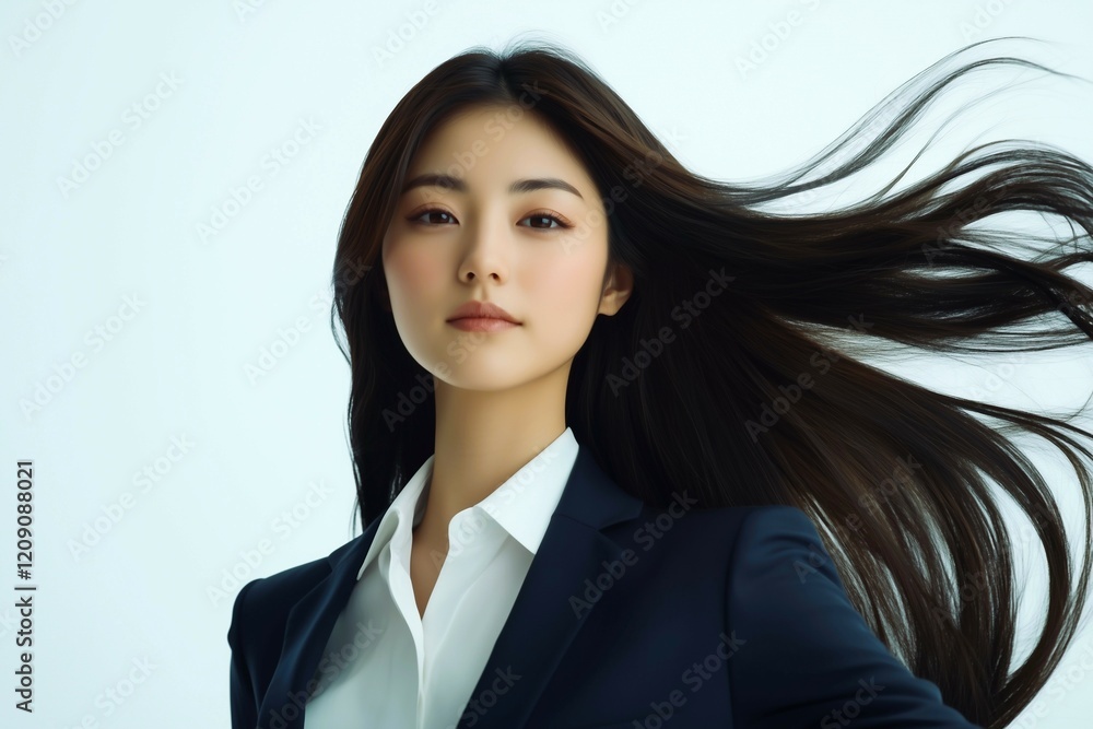 ビジネスウーマンのロングヘアーの女性-imagined with ai