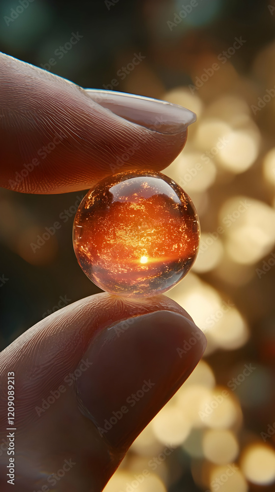 Sunset Sphere Held, Nature's Tiny Universe, Wonder Sunset Sphere Held, Nature's Tiny Universe, Wonder