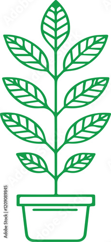 Simple green plant-in-pot graphic design.