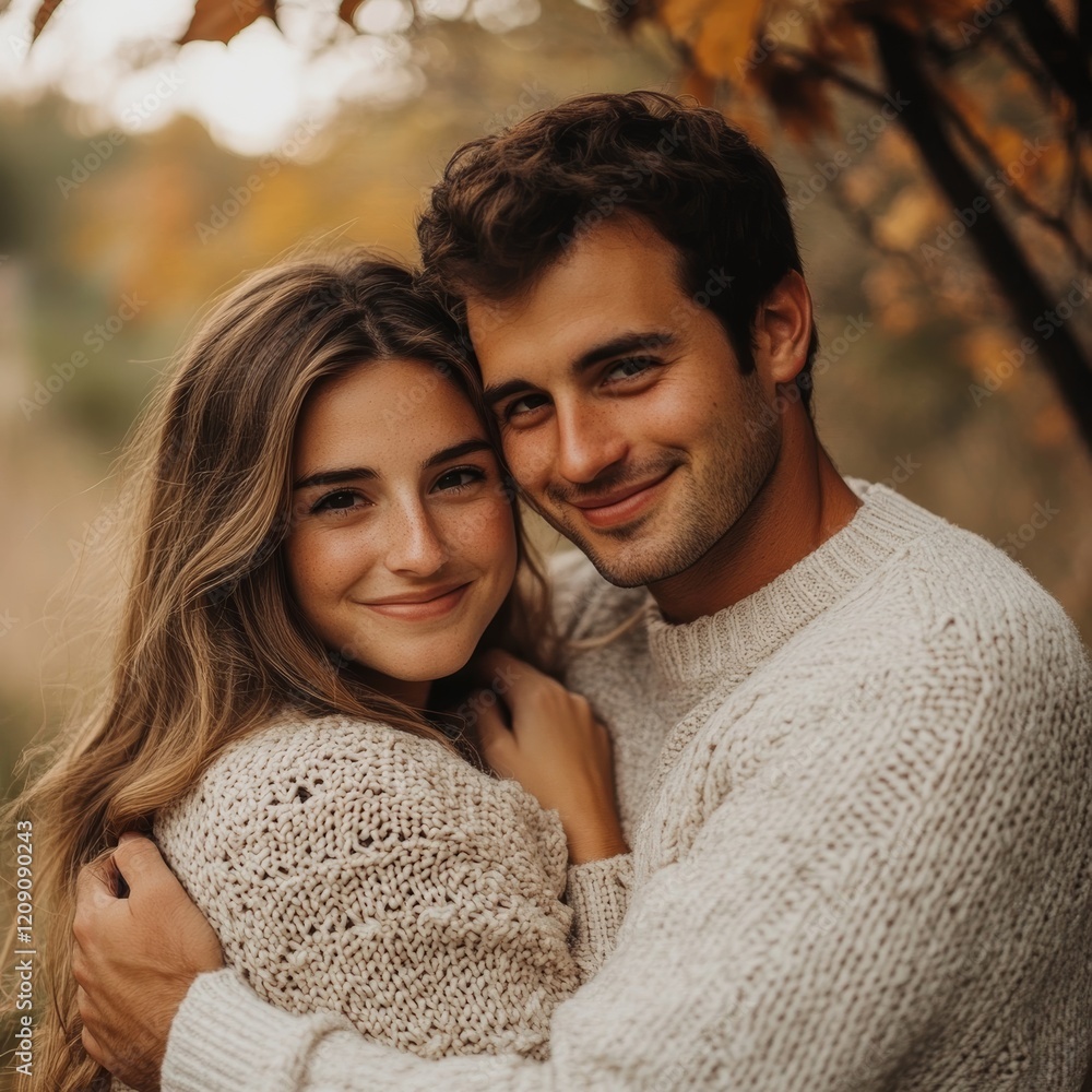 Happy couple hugging and smiling at the camera, perfect for relationship and love concept usage Happy couple hugging and smiling at the camera, perfect for relationship and love concept usage