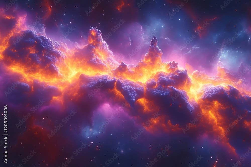 Fiery cosmic nebula with vibrant colors. Fiery cosmic nebula with vibrant colors.