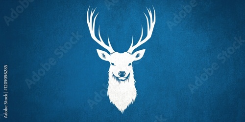 a stag shape in white color against grainy blue background