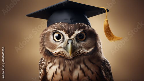 An owl wearing a graduation cap, symbolizing wisdom and academic achievement. The image playfully represents education and the pursuit of knowledge with a humorous touch.