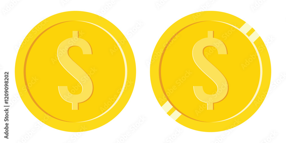 Dollar coin icon set vector illustration Gold coin for web and app Dollar coin icon set vector illustration Gold coin for web and app