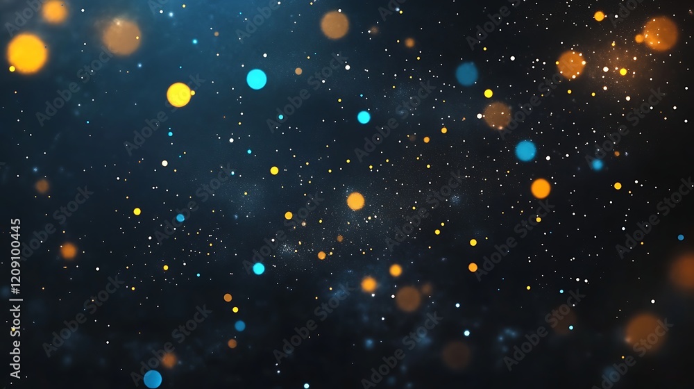 Obraz premium A black background with stars a few yellow and planet space galaxy